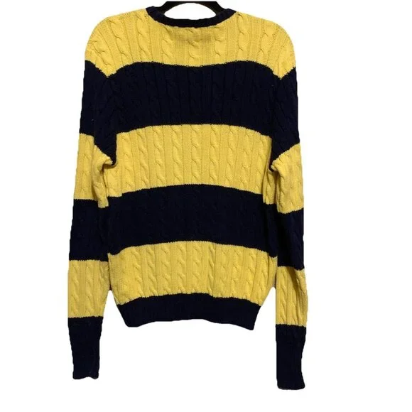Vintage Polo Ralph Lauren Cable Knit Sweater Men's L blue Yellow